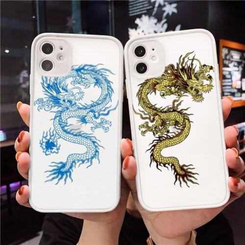 Chinese dragon cool Phone Case For iPhone 12 11 Mini Pro XR XS Max 7 8 Plus X Matte transparent White Cover