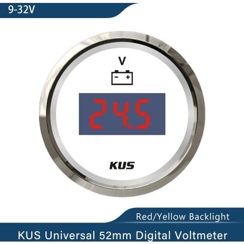 KUS Universal 2" Digital Voltmeter 9-32V With Backlight For Car Motorcycle Truck Boat Yacht Vessel