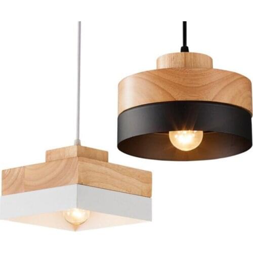 L35-Modern Simple Solid Wood Parlor Balcony Study LED Pendant Light Nordic Personalized Restaurant Bar Coffee Pendant Lamp