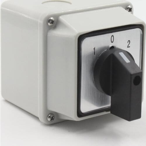 LW26-20 /1 20A Rotary Cam Switch Changeover Switch 1 position 1-0-2 3 Poles with IP65 waterproof box