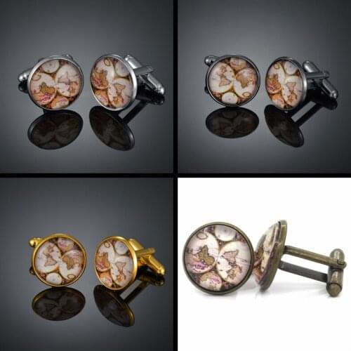 Copper globe four color metal glass mens French shirt Cufflinks