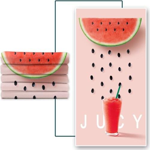 Microfine Microfiber Double-Sided Velvet Beach Towel With Fruit Printing And Customizable Logo