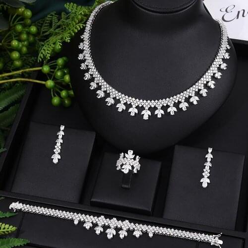 Missvikki Luxury Nigerian Dubai Tassel Necklace Earring Bangle Ring Set Jewelry Sets For Women Wedding Bridal Jewelry Sets 2020