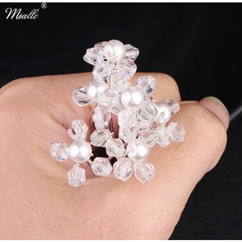 Miallo 30pcs/lot Fashion Women Hair Jewelry Accessories Rhinestone Zinc Alloy Handmade Wedding Hairpins Pearls Hair Fork Pieces