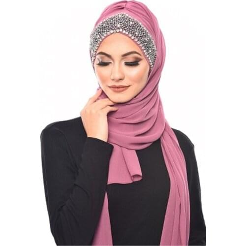 Muslim bubble chiffon hijab scarf women solid color soft long shawls and wraps Islamic Islamic scarf ladies hijabs with
