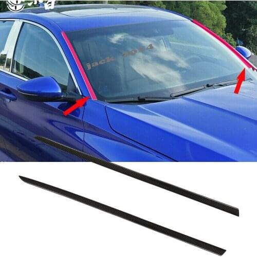 Carbon fiber Front Windshield Glass strip cover trim for Honda Accord 2018-2019