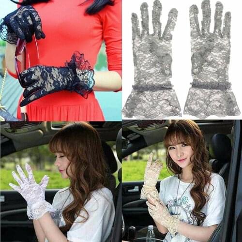 New Lace Hollow-Out Gloves Elegant Style Sun Protection Delicate Jacquard Pattern Lace Gloves Bridal Fashion Wedding Accessories