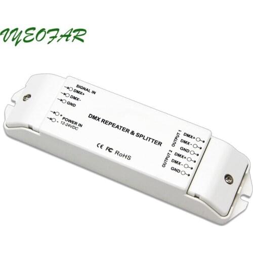 New Bincolor BC-812 DMX512 Signal Power Repeater DMX Amplifier 1 to 2 Channel Output Splitter Controller