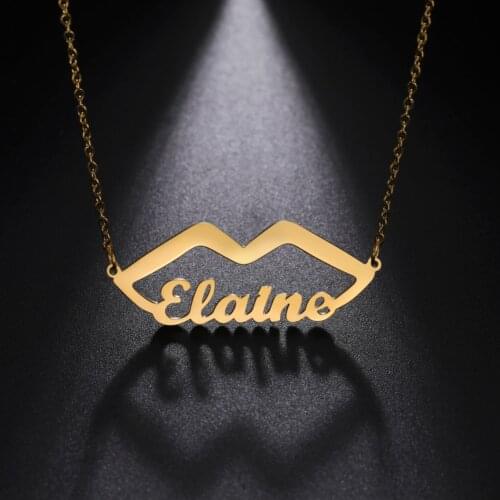 Sipuris Custom Name Necklace Personalized Stainless Steel Nameplate Letter Necklace For Women Sexy lips Shape Necklace Jewelry