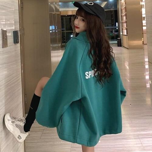 Women Black Fashion Female Streetwear Kawaii Female Girls Autumn Party Fashion Loose Coat Women Korea Casual Spring Sweatshirts