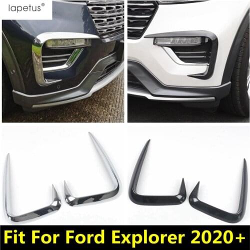 Front Bumper Fog Lights Lamps Eyelid Eyebrow Stripes Cover Trim Fit For Ford Explorer 2020 2021 ABS Exterior Refit Kit Accessory