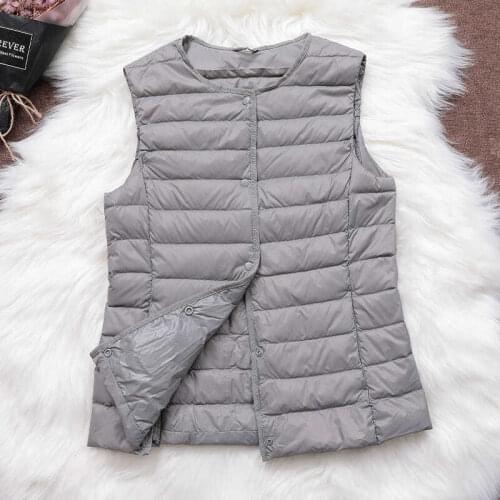 Autumn Winter Coats Puffer Woman White Duck Down Coat Women Ultralight Down Vest Lightweight Padded Jackets