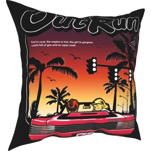 Out Run 80s Retro Arcade Game Square Pillow Case Polyester Throw Pillow Fashion Pillowcase