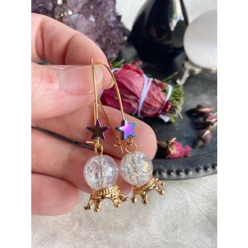 Crystal Ball Earrings, Witchy Jewelry Gift Gothic Fortune Teller Jewelry Gift