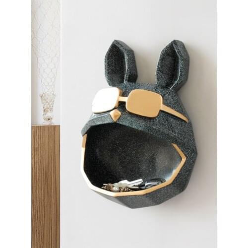 Resin Art Hand Made Cool Dog Storage Box for Key pearls jewels ornament on Wall decor Anime Statues office home Decoration