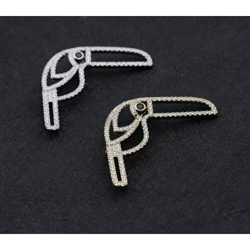 Cute Crystal Woodpecker Brooch Rhinestone Handmade Vivid Animal Toucan Brooches For Women Kids Large Hijab Pins Jewelry broches