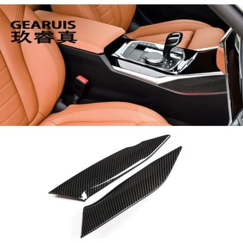 Car styling Carbon fiber Gear Shift panel decorative cover Stickers trim For BMW 3 Series G20 G28 2020 interior auto Accessories