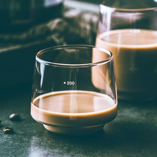 Heat-esistant Transparent Glass Scale Cup Home Hotel Restaurant Cappuccino Coffee Cup Small Tea Juice Milk Cola Beer Whisky Mug