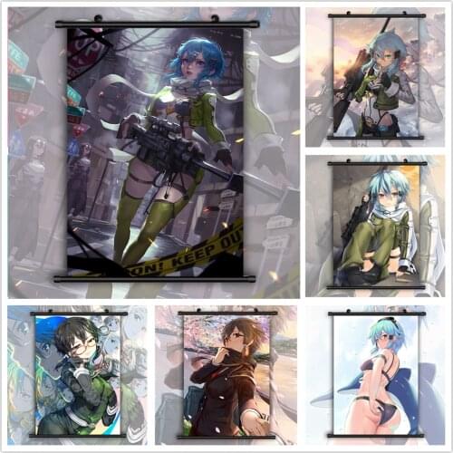 WTQ Sword Art Online Sinon Asada Shino Anime Retro Poster Canvas Painting Anime Posters Wall Decor Wall Art Picture Home Decor