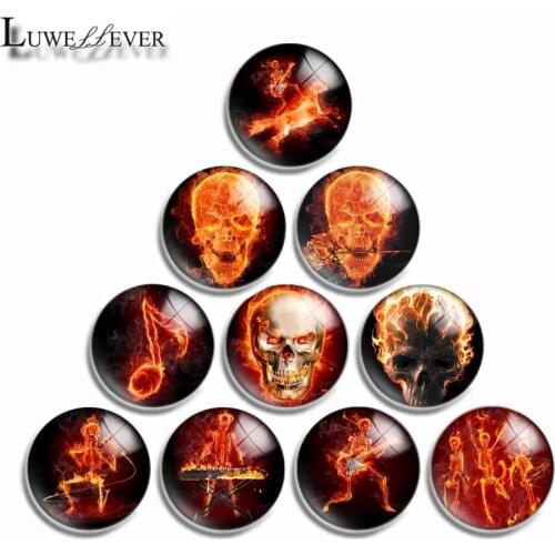 12mm 10mm 16mm 20mm 25mm 30mm 531 Skull Mix Round Glass Cabochon Jewelry Finding 18mm Snap Button Charm Bracelet