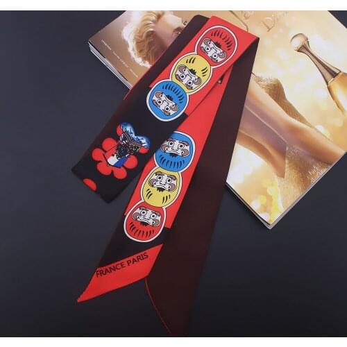 120*5cm New Korean Style Head Print Small Silk Scarf Fashion Ribbon Hair Band Female