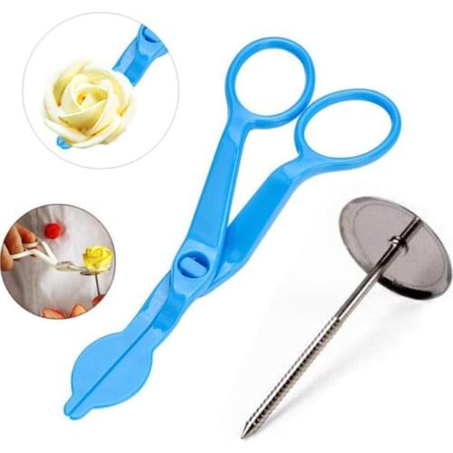 2pcs Piping Flower Scissors Nail Kitchen Baking Pastry Tool Rose Decor Lifter Fondant Cake Decorating Tray Cream Transfer Tools