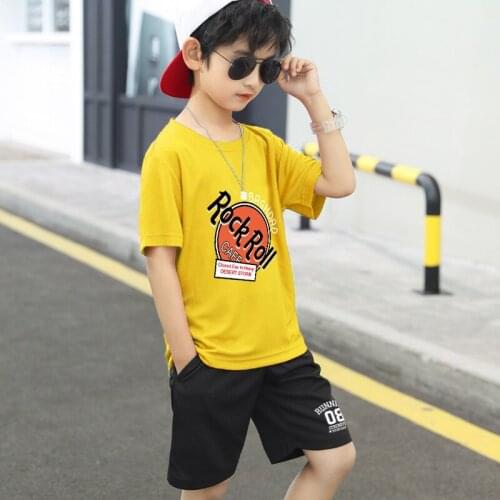 2021 New Boys Clothing Sets Summer Kids Boys Suit T-shirt + Shorts 2 Pieces Suit Kids Teenage For 4 6 8 10 12 14 Years Outfits