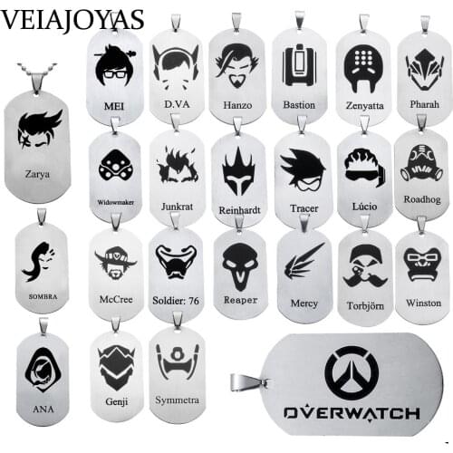 23Styles Stainless Steel Game Overwatch Jewelry Pendants Necklace Tracer Reaper OW Beads Chain Accessories Fashion Long Necklace