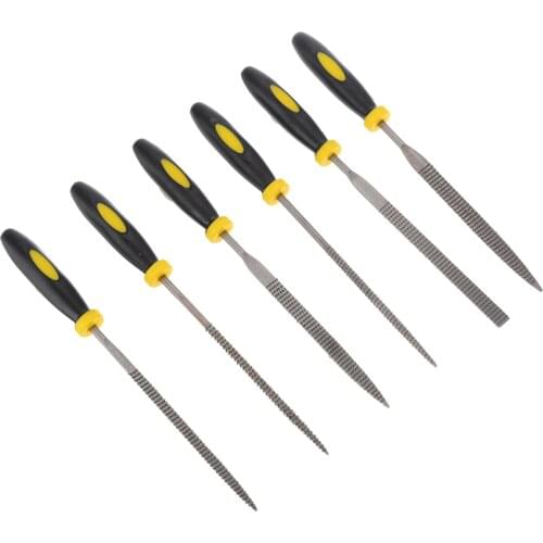 6pcs Needle File Set Wooden Needle Files Flat Round Halbrund Polishing Burnishing Grinding Hand Tool