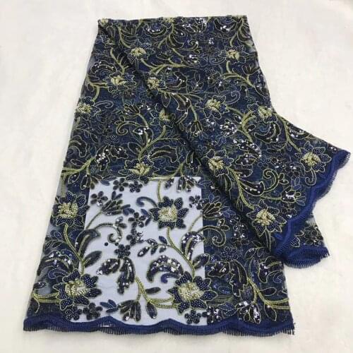 African Lace Fabric 2021 High Quality Lace French Sequined Mesh Fabric Nigeria Mesh Lace Fabric Clothes J40401