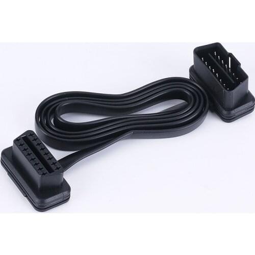 Car Diagnostic Scanner Connector 90 Degree Angle GPS ELM327 OBD2 OBDII 16Pin Male To Female Extension Adapter Flat Cable 60cm