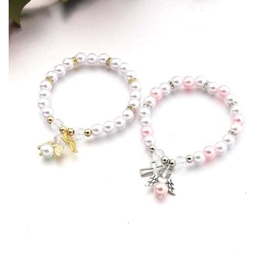 1PC New Baby Shower Favor Christening Bracelet Angel Baby Shower Girl Boy Baptism Gift Cute Giveaway Souvenir
