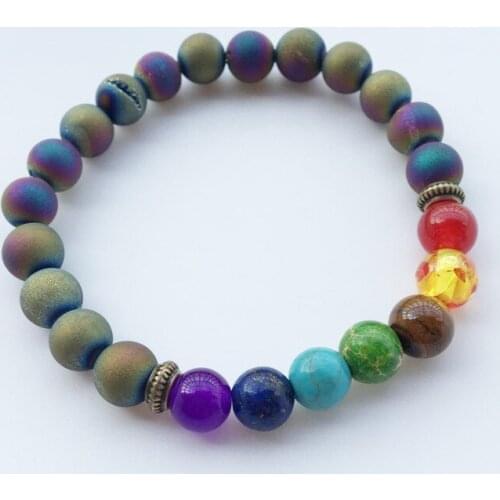 Natural Frosted Plated Beads Bracelet Classic Natural Stone Colored BeadedSuitable For Couple Match