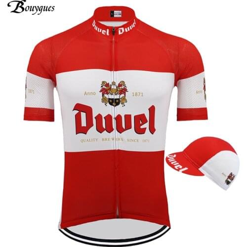 Duvel Beer Mens Classic Cycling Jersey Short Sleeve Ropa Ciclismo Hombre Team Cycling Clothing Red/Balck MTB Maillot Ciclismo