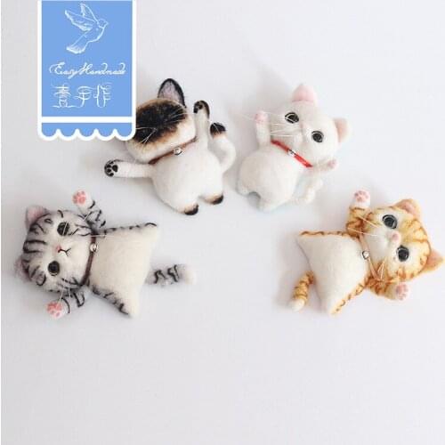 Easyhandmade Cat Brooch DIY Felt Animal Handmade Gift for kids Girls DIY craft kits for adults Felt Cat