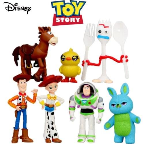 7pcs/set Disney Toy Story 4 Action Figure Model Toy Jessie Buzz Lightyear Forky Collection Decoration Doll Toys For Children