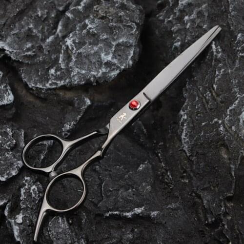 FnLune 6.0 Black Gold Professional Hairdressers Hair Scissors Japan 440C Barber Cutting Scissors Thinning Shears Hair Clipper