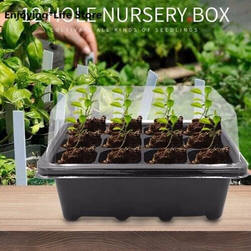 1/2/3/4/5 PC 12 Holes Seedling Tray Nursery Pots Seedling Starter Tray Garden Nursery Pots Home Garden Grow Box Black Green