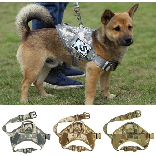 Camouflage Tactical Pet Dog Vest Hunting Military Harness Service Dog Vest Waterproof Training Harness For Medium Large Dogs Pug