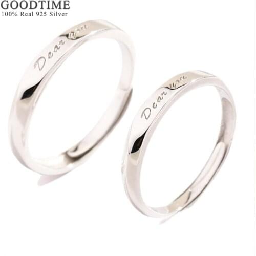 Fashion Couple Ring Pure 100% 925 Sterling Silver Dear You Letters Ring For Women Men Anniversary Jewelry Accessories Gift