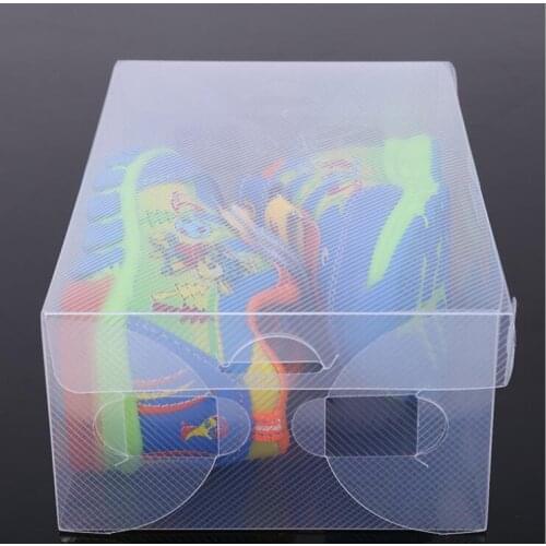 10pcs Shoe Storage Box Case Foldable Thicken Transparent Foldable Plastic Shoes Organizer Storage Boxes Holder Basket Shoe Box
