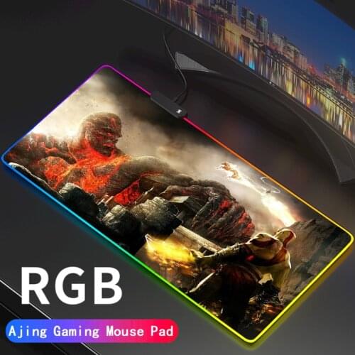 Large God of War RGB Illumination Mouse Pad Mat Game Gamer Gaming Mousepad Keyboard Compute Anime LED Desk Mat for CSGO