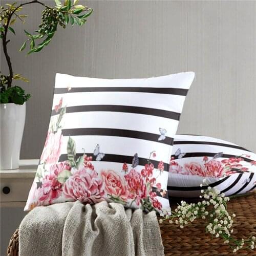 Beautiful Flowers Pillow Case Decoration Sofa Cushion Pillow Case Bed Pillow Case Home Decoration Car Pillow Case