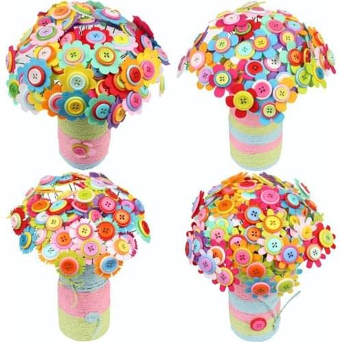 Creative Button-made Flower for Kids DIY Handcraft Flower Development Craft Toy