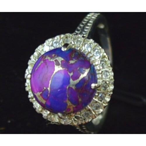 Lovegem Genuine Purple Coper Turquoise Ring 925 Sterling Silver, Size :7.25 , KR0236