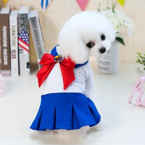 Lovoyager pet clothes new spring summer dog dressfor Small Dog pink blue campus style skirt Pet Clothes Chihuahua