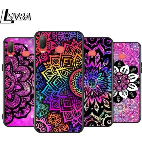 Mandala Yoga Art for Samsung Galaxy A9 A8 Star A750 A7 A6 A5 A3 Plus 2018 2017 2016 Black Phone Case Soft Cover