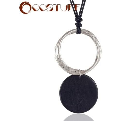 Multi Colors Vintage Long Necklace Women with Wood Pendant necklaces & pendants Wholesale Jewelry collares mujer colar choker