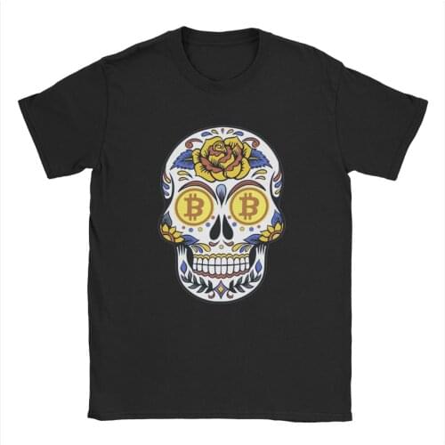 Bitcoin Crypto Blockchain Skull HODL Men T Shirts BTC Cryptocurrency Tees Short Sleeve T-Shirt Pure Cotton New Arrival Clothes