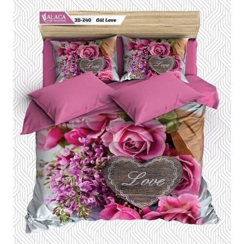 3D Digital Printed Satin Double Duvet Cover Set Turkish made pillowcase bed sheet 6 pieces